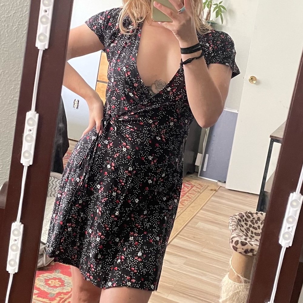 Floral Delicate Wrap Tie Dress